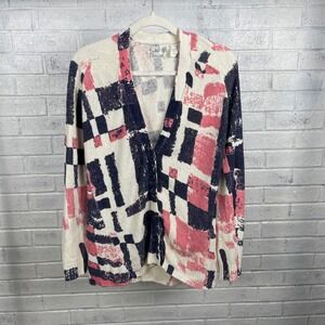 Anthropologie Field Flower Abstract Art Cardigan Sweater Womens M Y2k Indie Boho